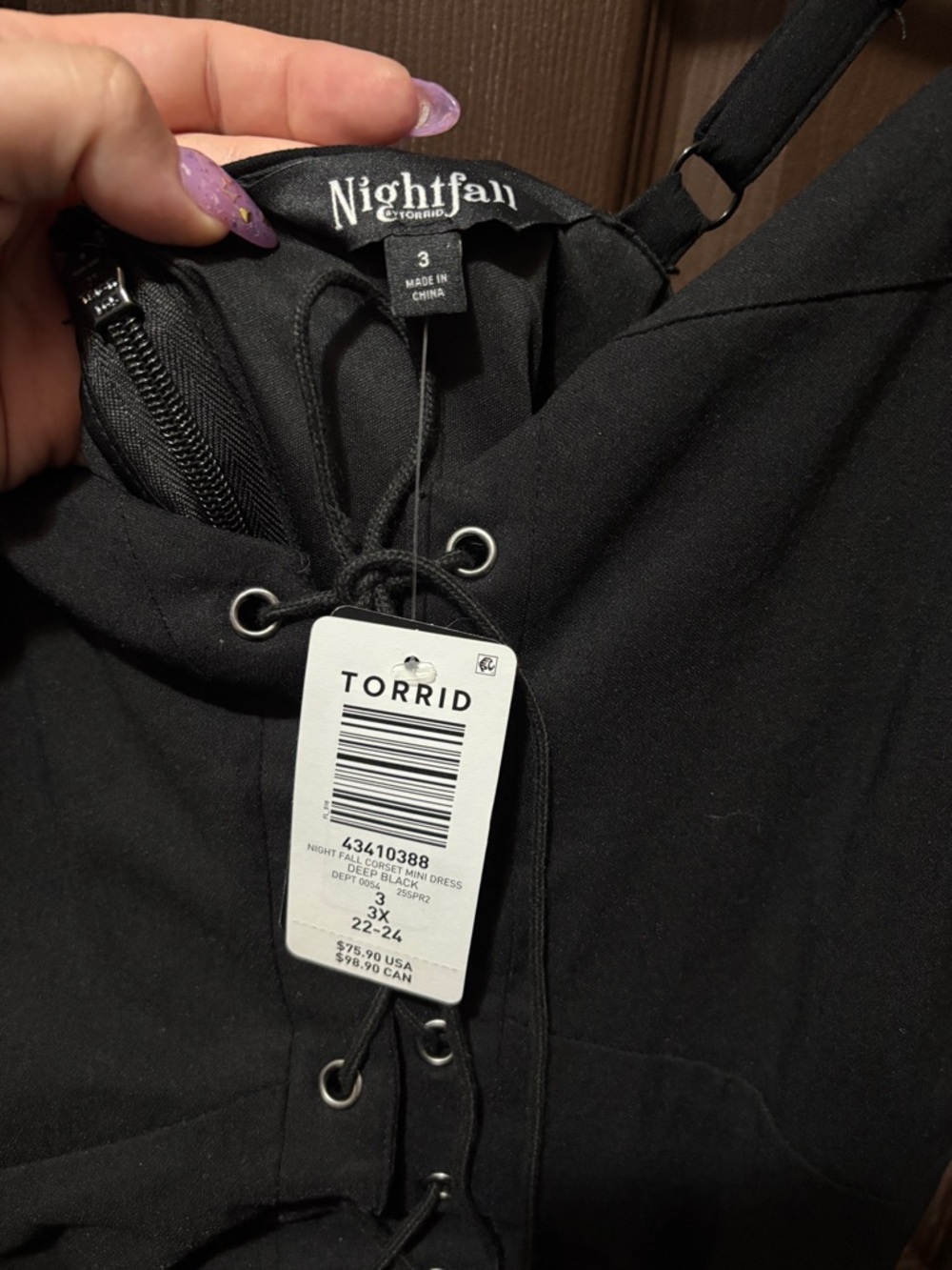 Torrid Nightfall Black Lace-Up Corset Style Fit & Flare Mini Dress New With Tags - Picture 4 of 9